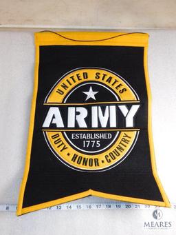 New Genuine Wool Blend Embroidered Army Banner 20" x 14"