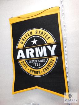 New Genuine Wool Blend Embroidered Army Banner 20" x 14"