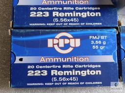 60 Rounds PPU .223 REM FMJ Ammo 55 Grain