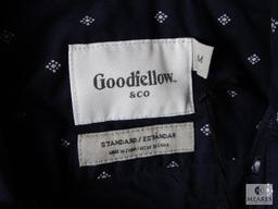 Case Lot 6 New Ladies Goodfellow & Co Size Medium Navy & White Long Sleeve Button Up Shirts