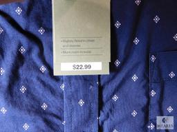 Case Lot 6 New Ladies Goodfellow & Co Size Medium Navy & White Long Sleeve Button Up Shirts