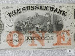 Sussex Bank of New Jersey - $1 note - unsigned unnumbered