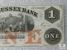 Sussex Bank of New Jersey - $1 note - unsigned unnumbered