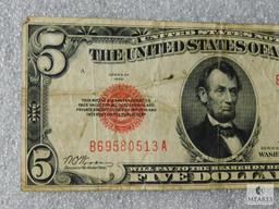 Series 1928 US $5 small size red seal note