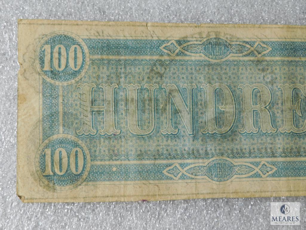 Civil War CSA 100 dollar currency note - Feb 17, 1864