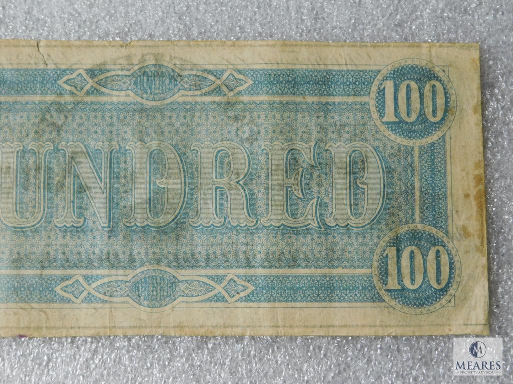 Civil War CSA 100 dollar currency note - Feb 17, 1864