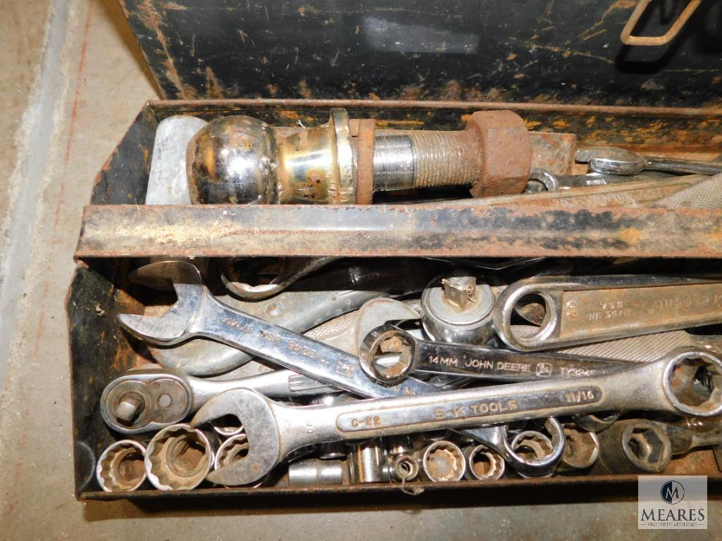 Tool Box with assorted Hand Tools: Sockets, Wrenches, Ratchet Wrench and more