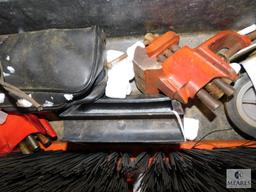 Bin of assorted Tools - Wire Cable, Brush, and Parts Bin