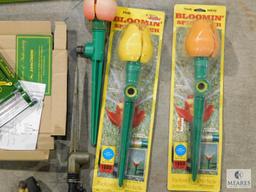 Lot of Garden Sprinklers, Timers, and Gauge