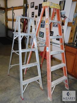 Lot of 2 A-Frame Ladders Werner 6' and Montgomery Ward 4'