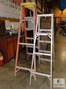 Lot of 2 A-Frame Ladders Werner 6' and Montgomery Ward 4'