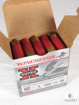 25 Shells Winchester Super X 12 Gauge 3" 1550 Velocity 1-1/8 oz BB Shot Shotgun Shells