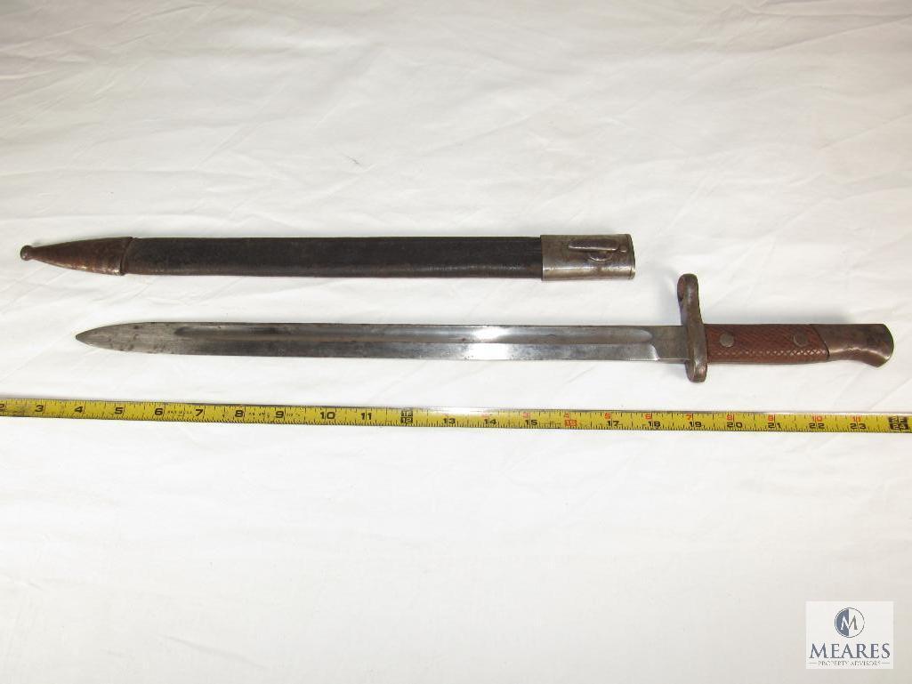 Spanish MM1913 Artilleria Fabrica Nacional Bayonet with leather & metal Scabbard