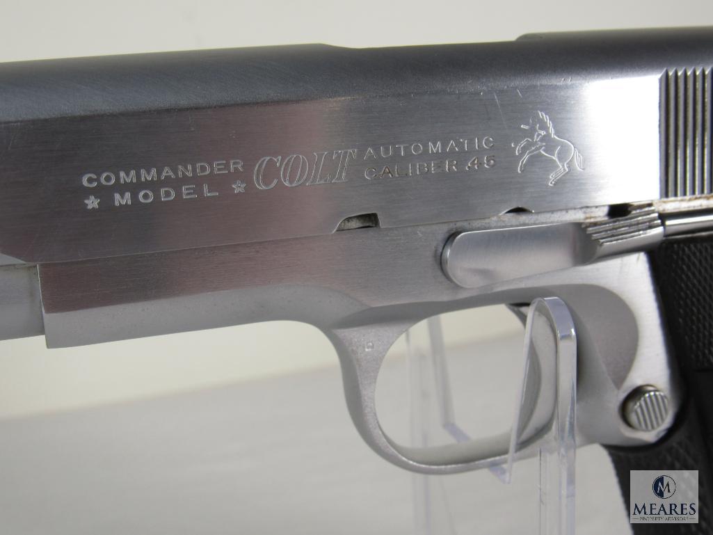 Colt 70 Custom Commander's Model 1911 .45 Semi-Auto Pistol RARE Satin Nickel Finish