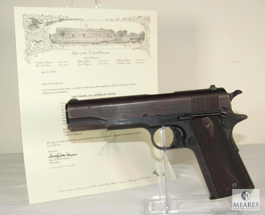 1918 Colt 1911 US Army "Black Army" .45 Semi-Auto Pistol with Colt Archive Letter