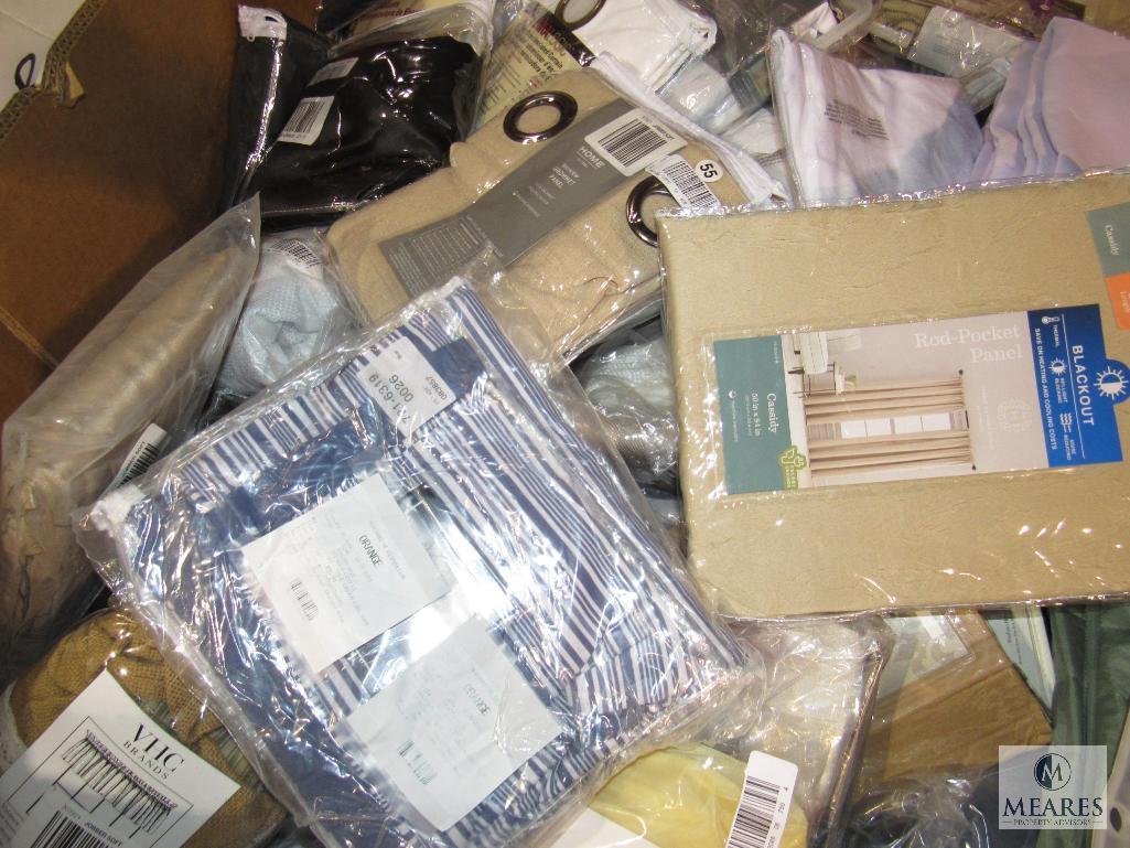 Pallet Box of New Overstock & Returns - Contains Curtains, Valances, and or Bed Linens