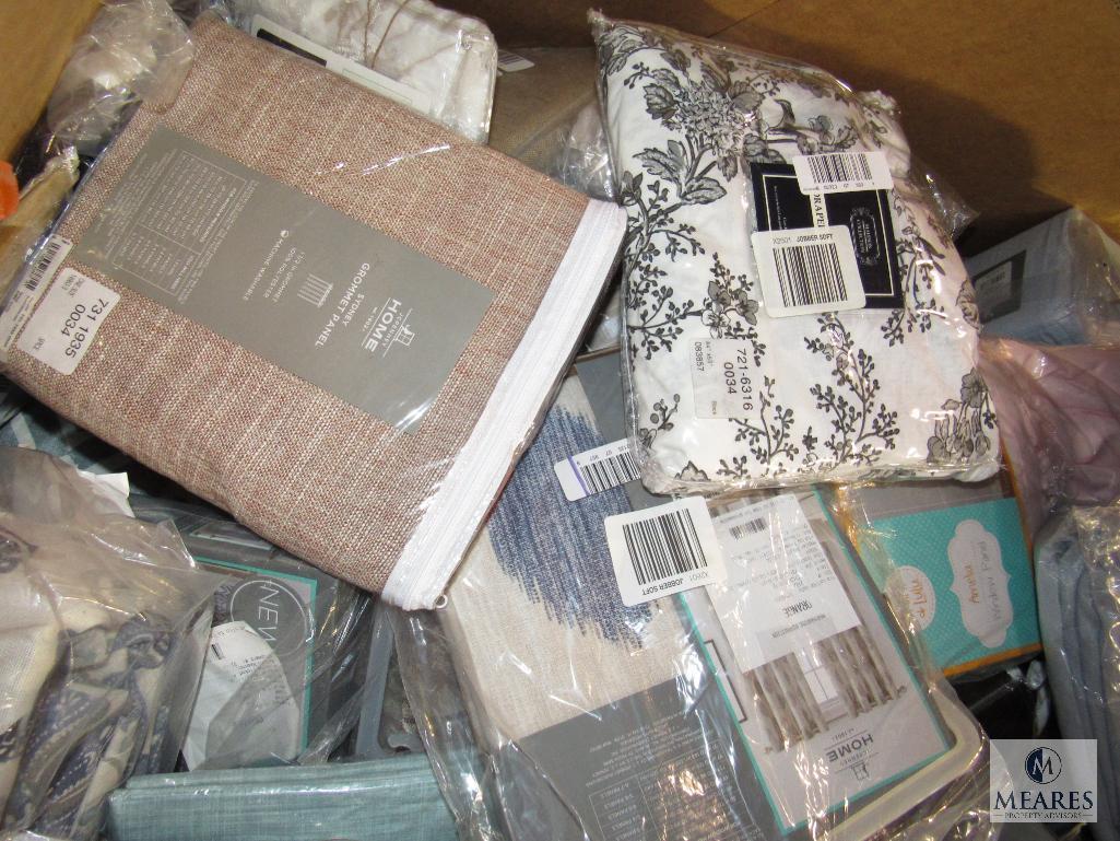 Pallet Box of New Overstock & Returns - Contains Curtains, Valances, and or Bed Linens