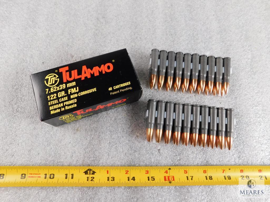 40 rounds Tulammo 7.62x39 ammo 122 grain FMJ