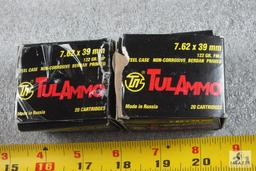 40 Rounds TulAmmo 7.62x39mm Steel Case Ammunition 122 Grain HP