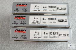 15 Rounds PMC 12 Gauge Buckshot 00 9 Pellet Shotgun Shells (3 boxes, 5 rounds each)