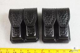 2 new Hunter leather double magazine pouches fits double stacked mags like Glock, Beretta, Ruger