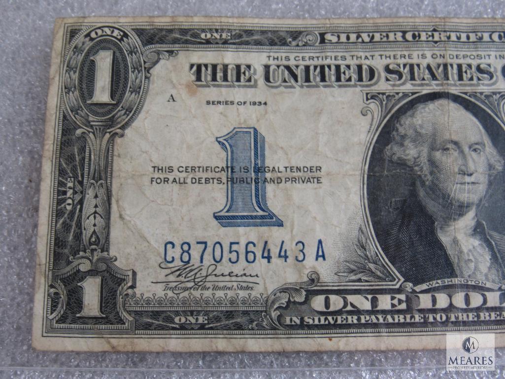 Series 1934 US $1 silver certificate - funny back