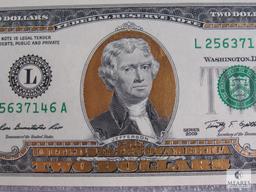 UNC US 22-karat Gold Edition $2 Bank Note