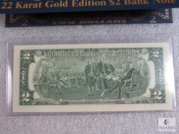 UNC US 22-karat Gold Edition $2 Bank Note