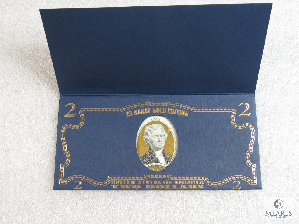 UNC US 22-karat Gold Edition $2 Bank Note