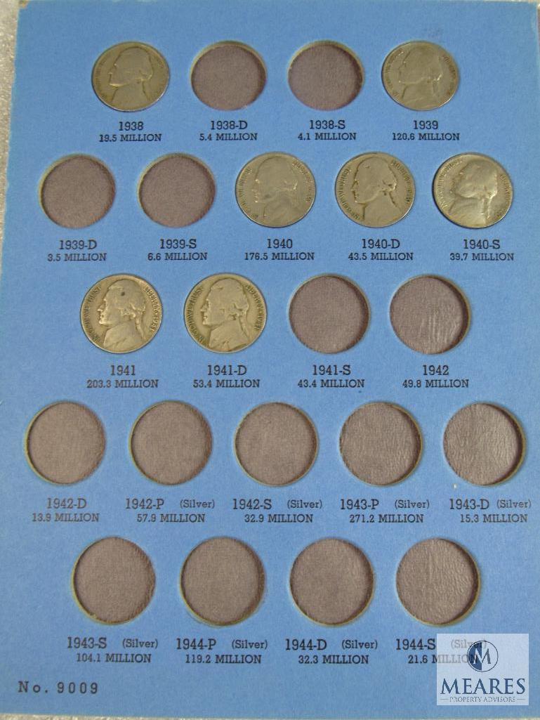 Incomplete Jefferson Nickel Book - 1938 to 1961