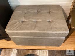 Leather Storage Ottoman and Wooden Straight Back Chair
