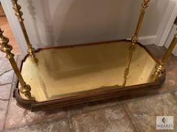 Vintage Brass and Wood Serving Cart
