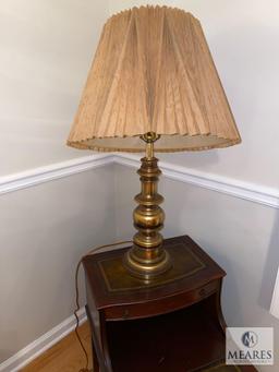 Group of Three Brass Lamps with Shades