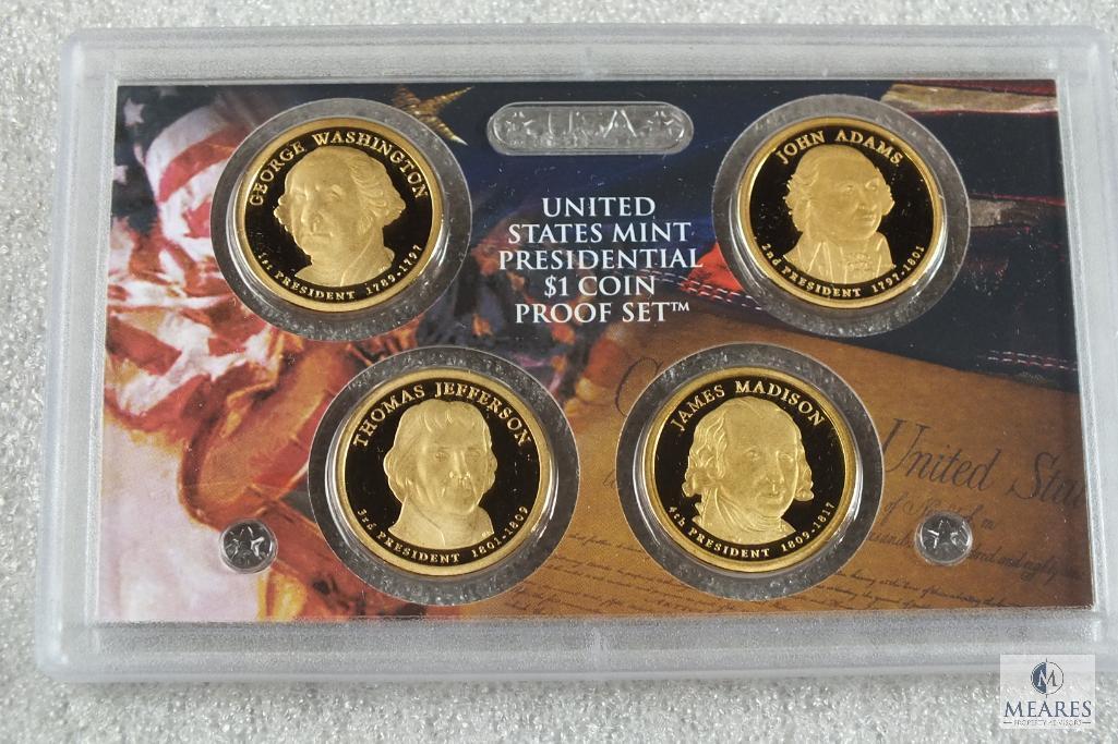 2007 US Mint 7 Silver Proof Coins 10 or 14 Proof Coins and Presidential $1 Coin Proof Set