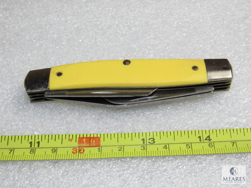 Vintage Ranger Ultra Honed 3 Blade Folder Knife in Yellow