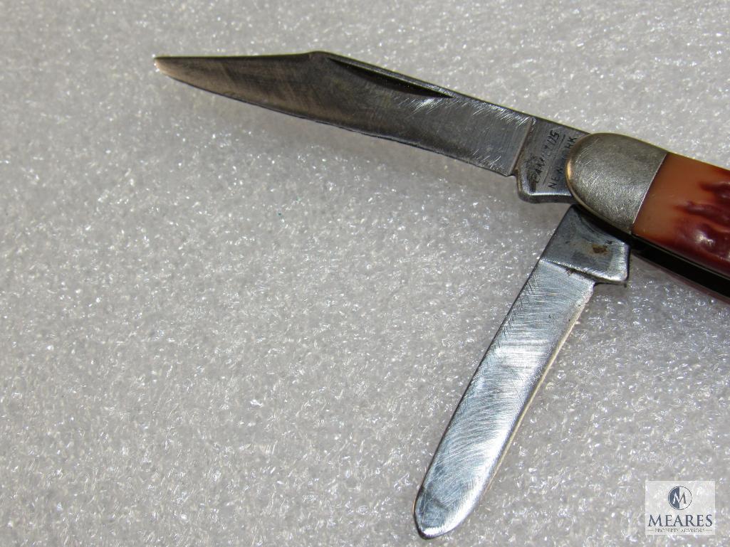 Vintage Camillus Razor Edged New York 175 Stainless 3 Blade Knife