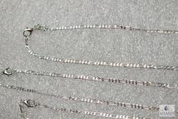 Lot of 8 Sterling Silver Figaro Link Necklaces marked 925 with Lobster Claw Clasps
