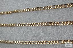 Set of Men's gold tone flat Cuban Necklace 18" & matching Bracelet 9" costume jewelry
