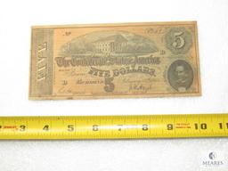 February 17, 1864 CSA Civil War $5 note