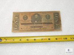 February 17, 1864 CSA Civil War $1 note