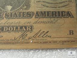 February 17, 1864 CSA Civil War $1 note