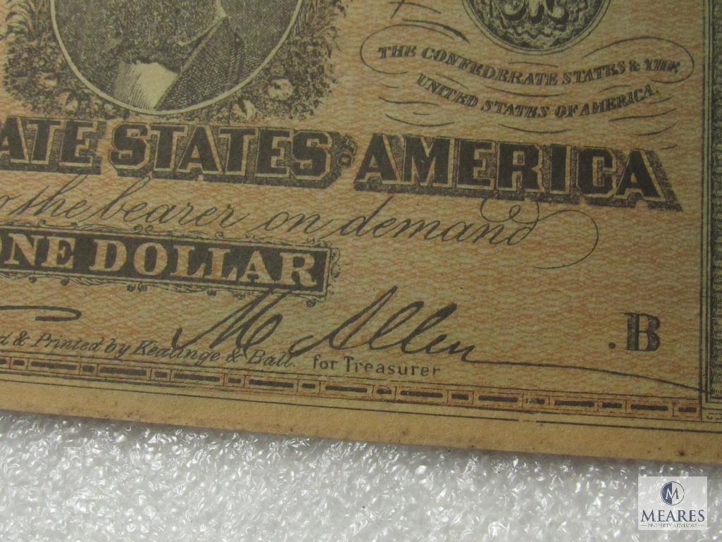 February 17, 1864 CSA Civil War $1 note