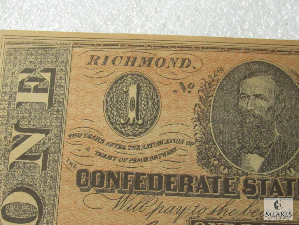 February 17, 1864 CSA Civil War $1 note