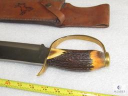 Colt D-Guard CT801 Stag Handle Bowie Hunting Knife with Leather Sheath