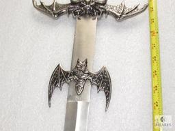 Medieval Fantasy Sword with Dragon or Bat Like Creature Accents