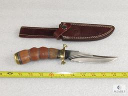 Chipaway Cutlery Fixed Blade Hunter Knife with Wood Carved handle + Leather Sheath