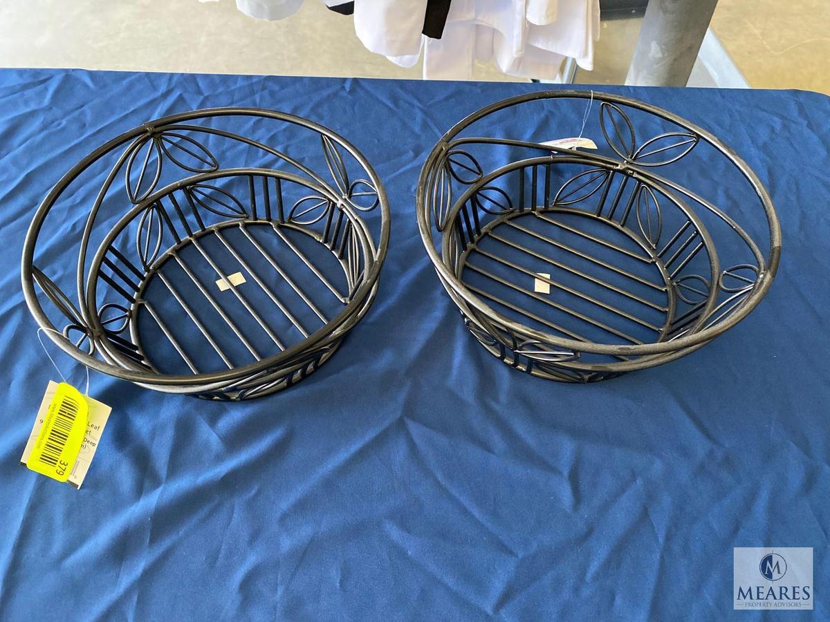 Lot of 2 - Black Round Leaf Bread Basket