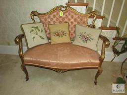 Antique Parlor Settee Chair - Gold-Gilt design