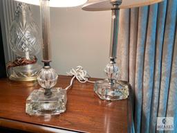 Lot of three table lamps with glass or crystal bases