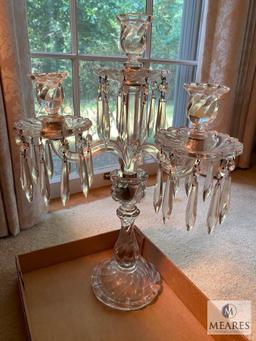 A lot of two candleholders - clear glass or crystal